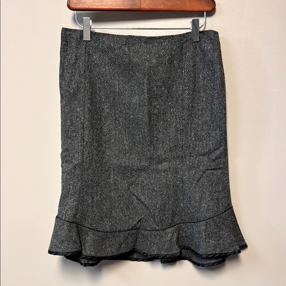GAP Tweed Herringbone Wool Fit & Flare Skirt
